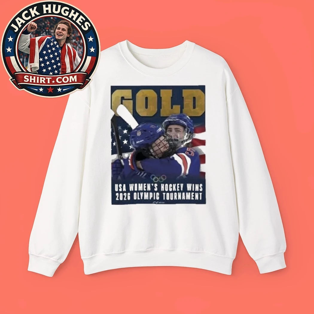 Gold USA Women’s Hockey Wins 2026 Olympic Champions Graphic T-Shirt