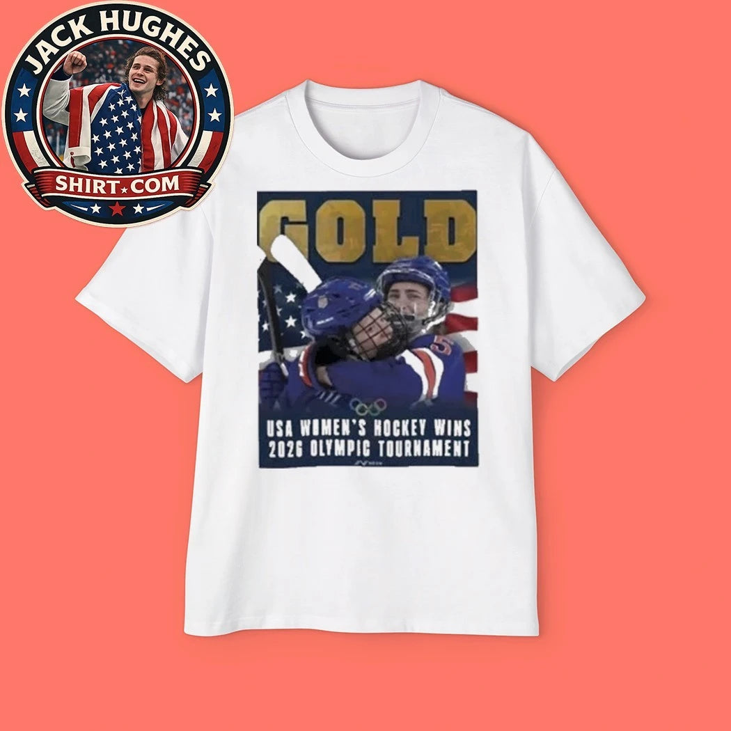 Gold USA Women’s Hockey Wins 2026 Olympic Champions Graphic T-Shirt