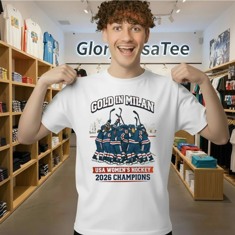 Gold in Milan 2026 Adult USA Hockey Women’s Gold Winner Shirt