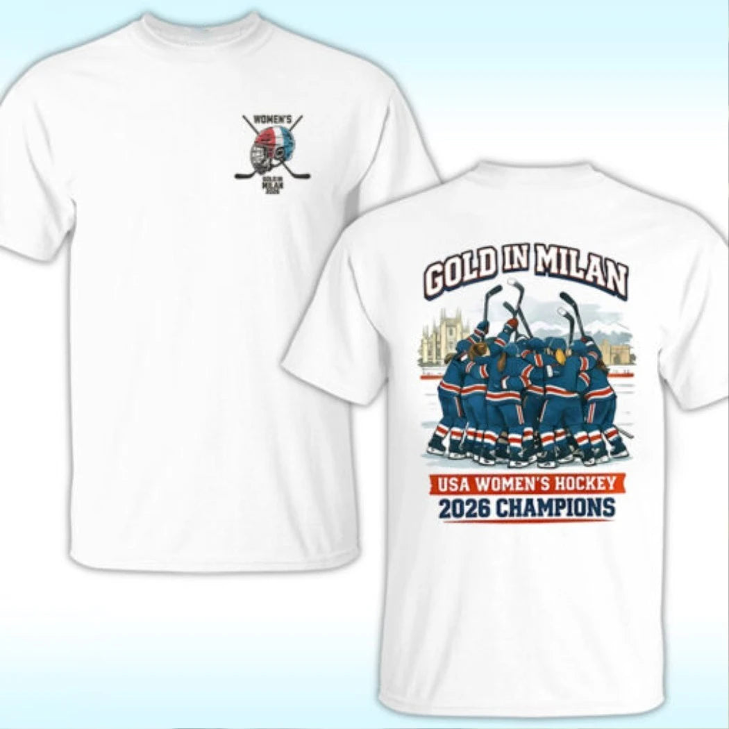 Gold in Milan 2026 Adult USA Hockey Women’s Gold Winner Two Sided Shirt