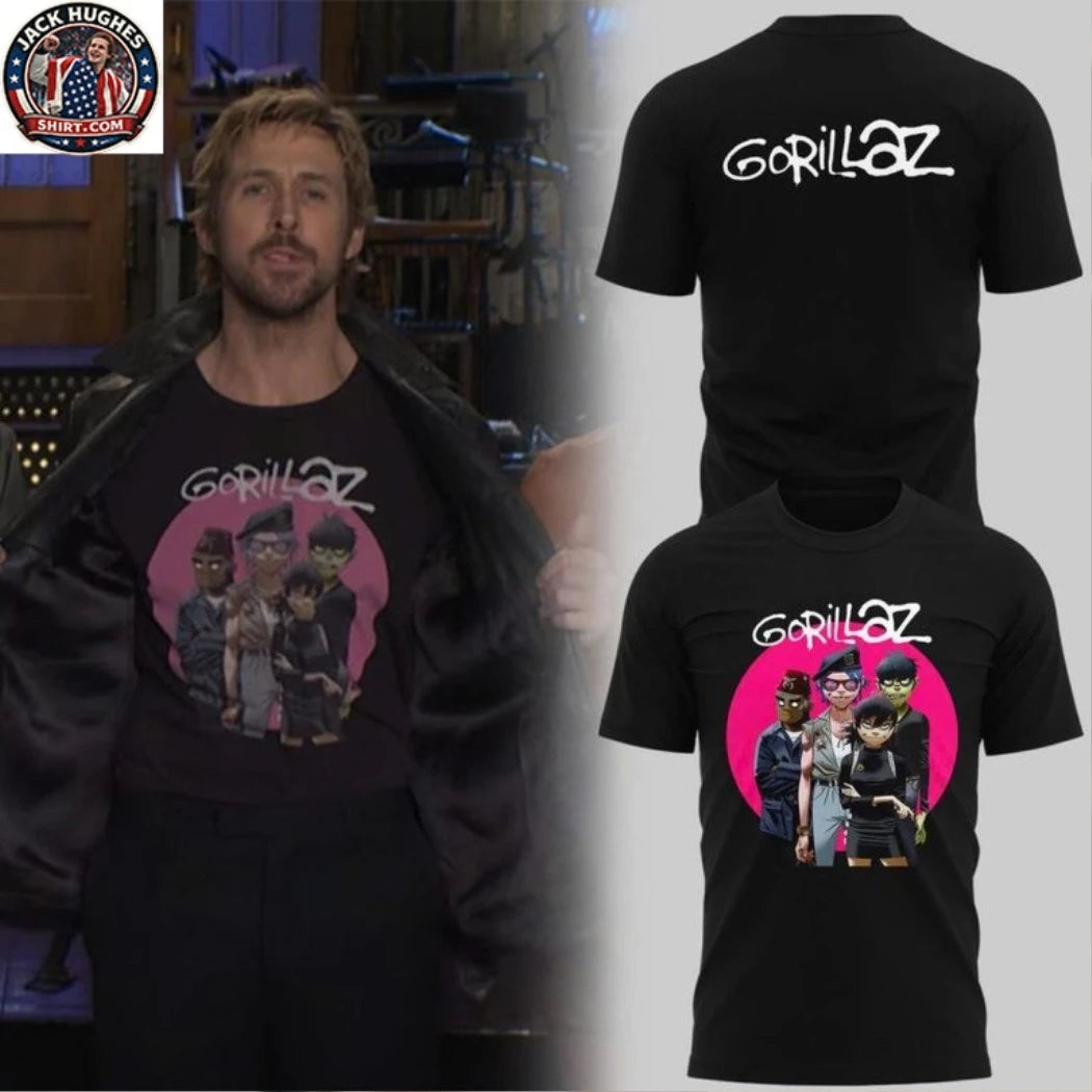 Gorillaz Humanz Group x Ryan Gosling 2026 Logo Two Sided Graphic T-Shirt