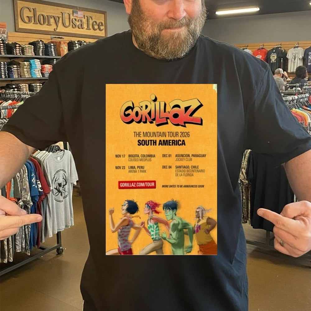 Gorillaz The Mountain Tour 2026 South America Concert Poster Shirt