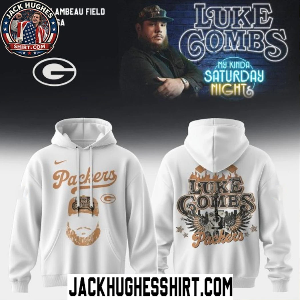 Green Bay Packers x Luke Combs My Kinda Saturday Night 2026 White T-Shirt