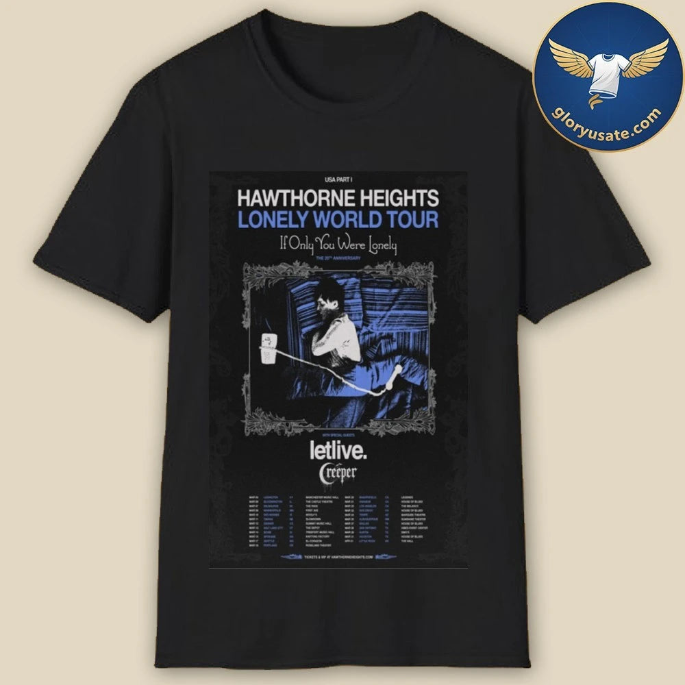 Hawthorne Heights Lonely World Tour 2026 Poster Shirt