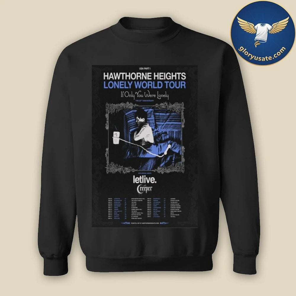 Hawthorne Heights Lonely World Tour 2026 Poster Shirt