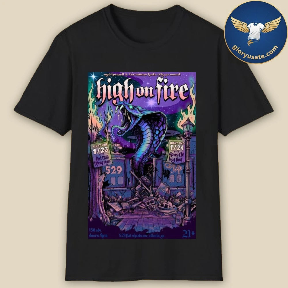 High On Fire Atlanta, GA February 23-24 2026 Tour Poster Shirt