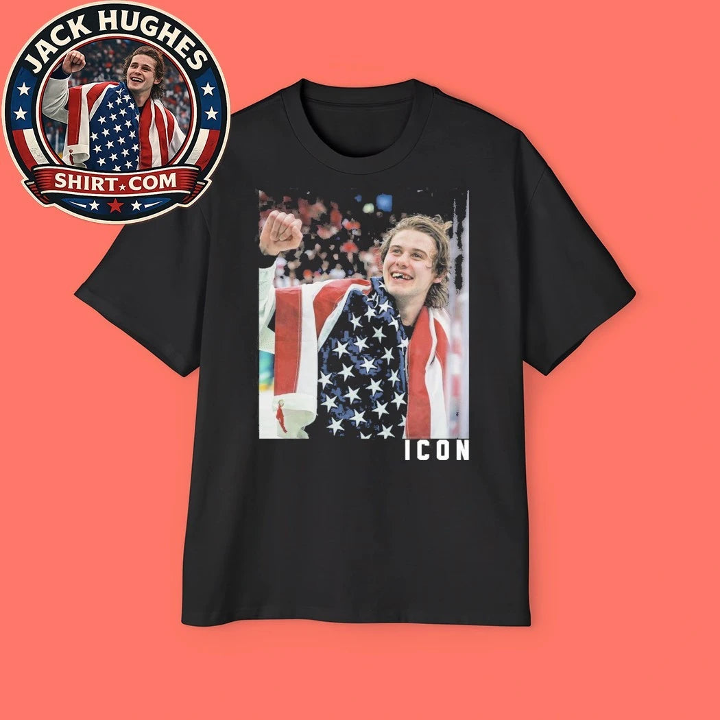 Hockey USA Golden Goal Jack Hughes Icon Tee Shirt