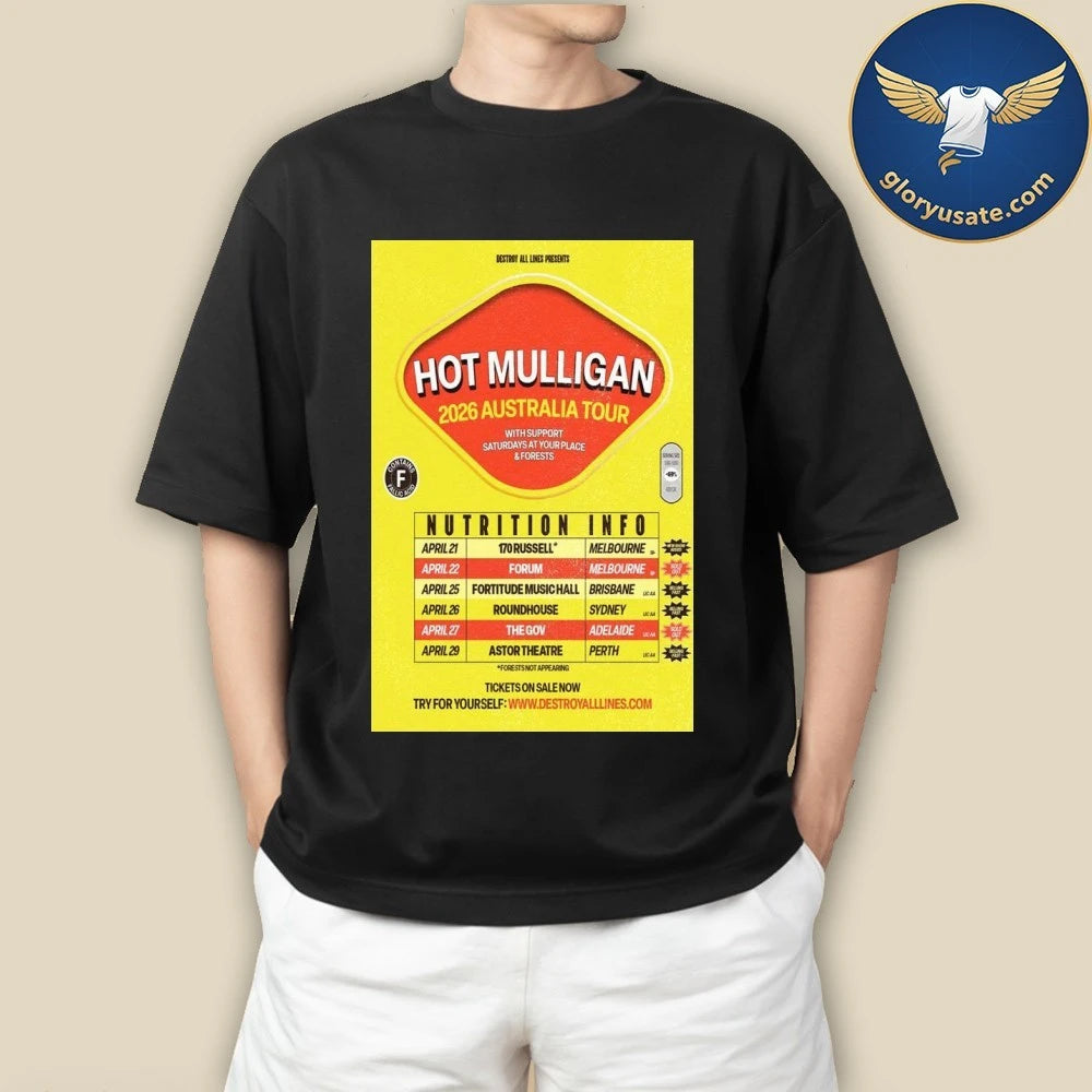 Hot Mulligan 2026 Australia April Poster Shirt