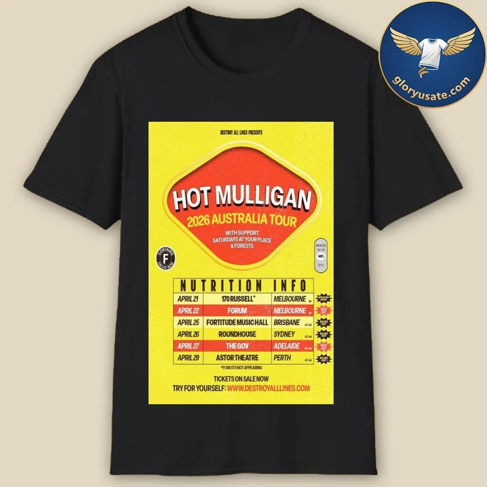 Hot Mulligan 2026 Australia April Poster Shirt