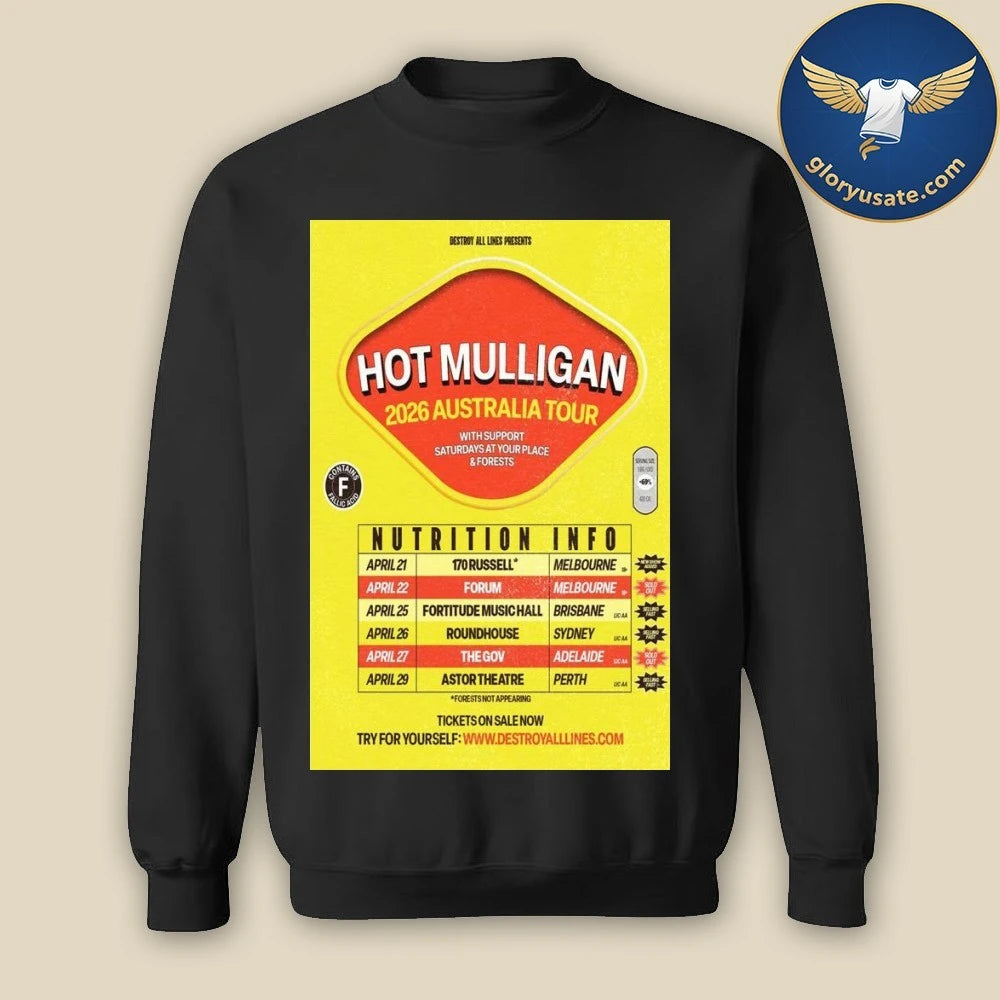 Hot Mulligan 2026 Australia April Poster Shirt