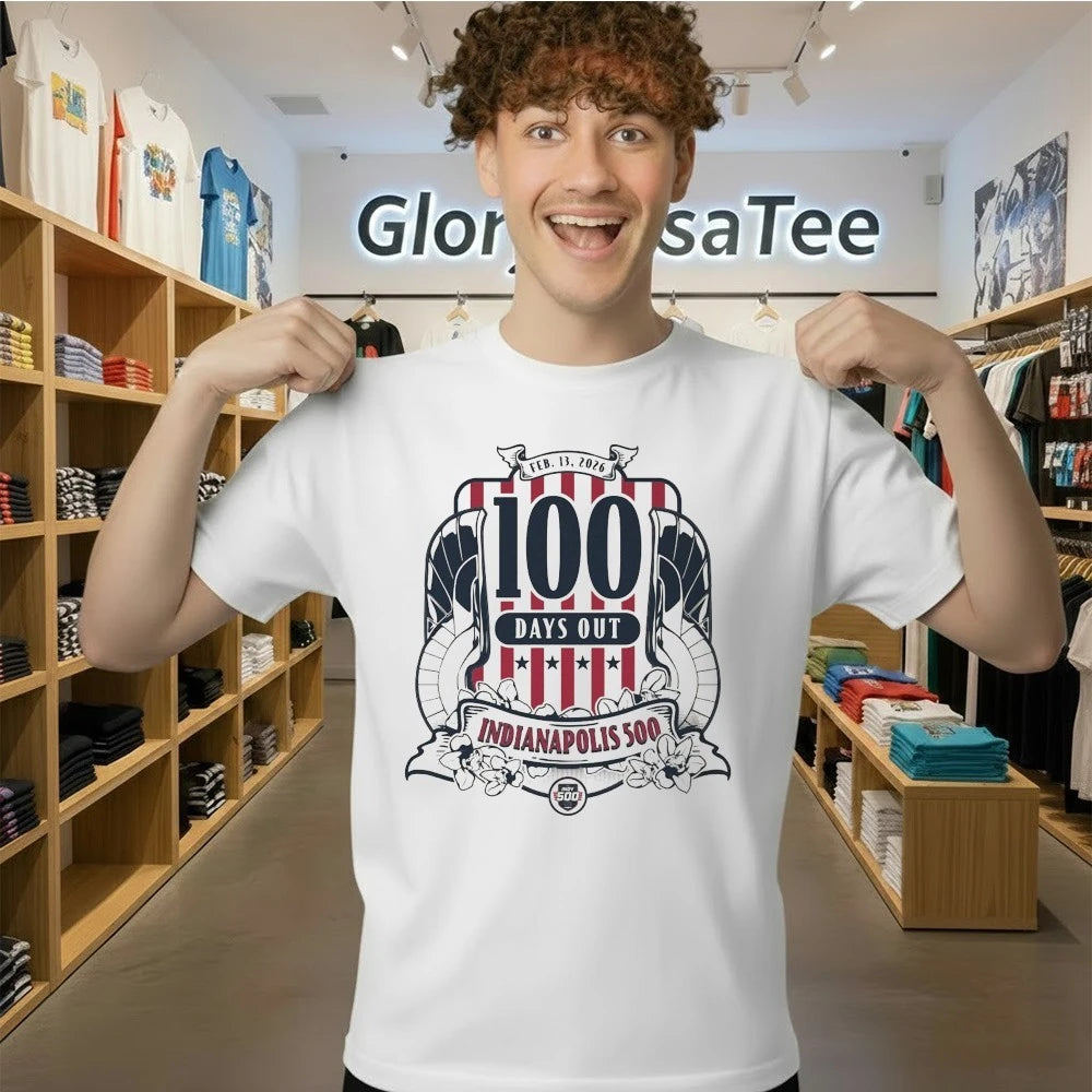 Indianapolis 500 100 Days Out Feb 13-2026 T-Shirt