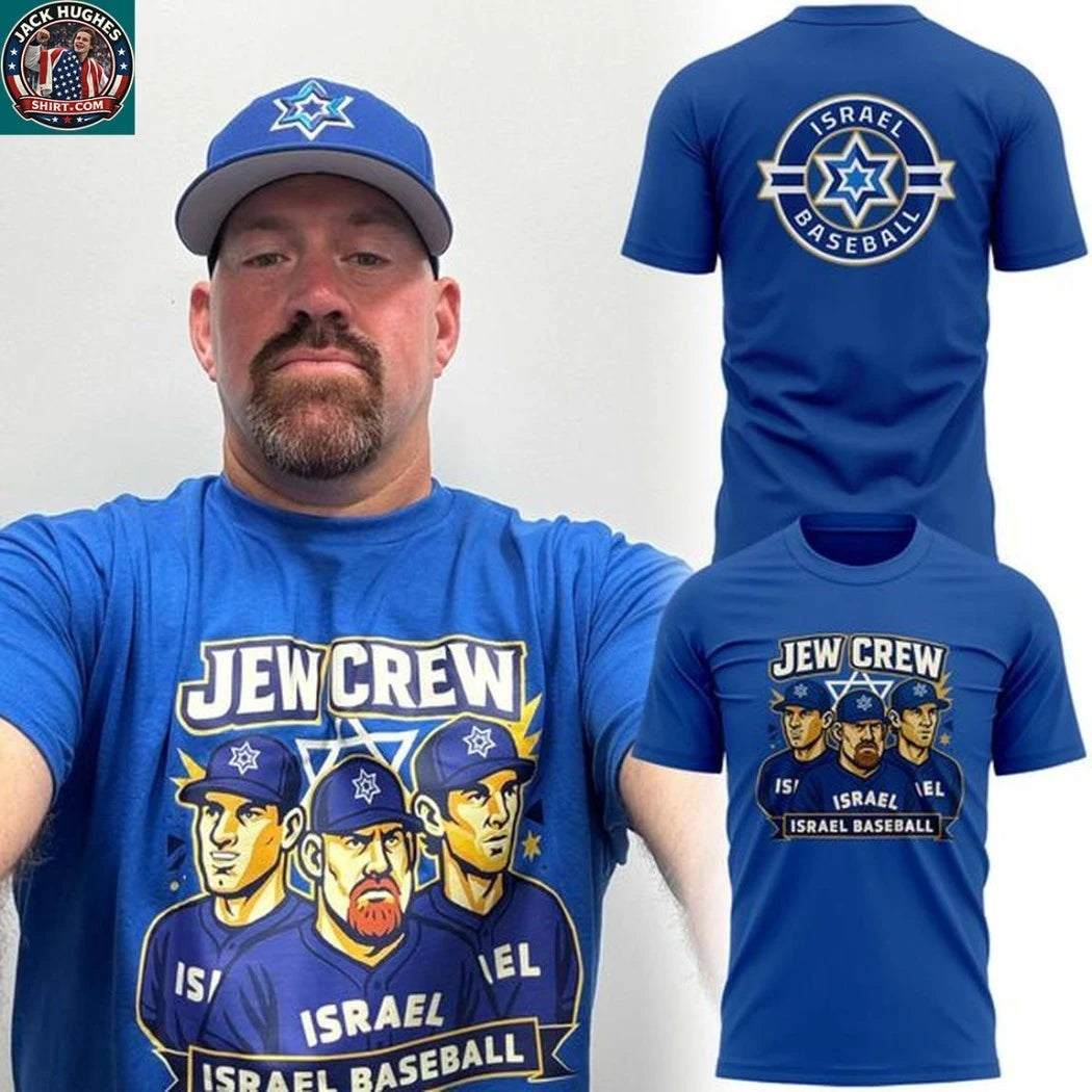 Israel Baseball Jew Crew 2026 We Prevail Together Logo Two Sided Hoodie T-Shirt