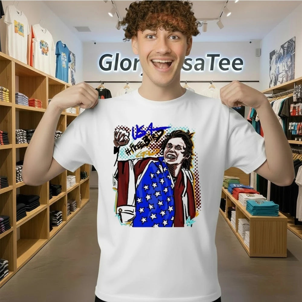 Jack Hughes Golden Goal Teeth Usa Hockey Freebird Gold Olympic 2026 Art Shirt