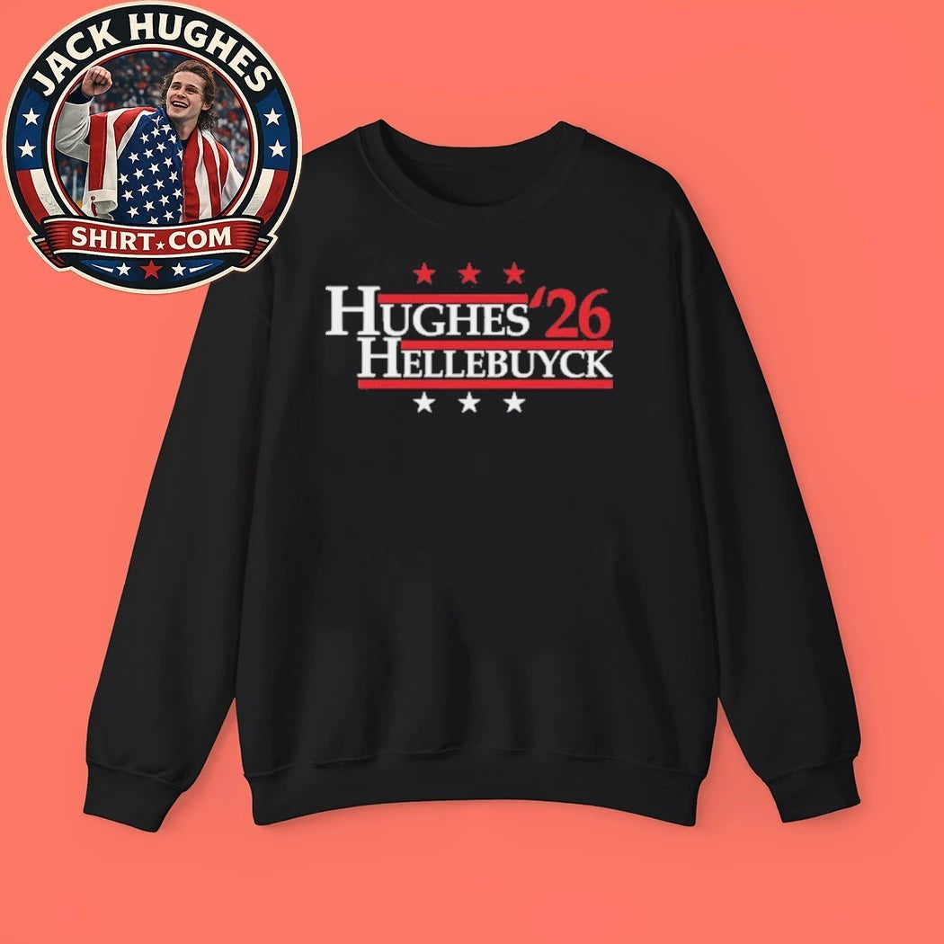 Jack Hughes – Hughes &amp; Hellebuyck ’26 – Team USA Retro Tee Shirt