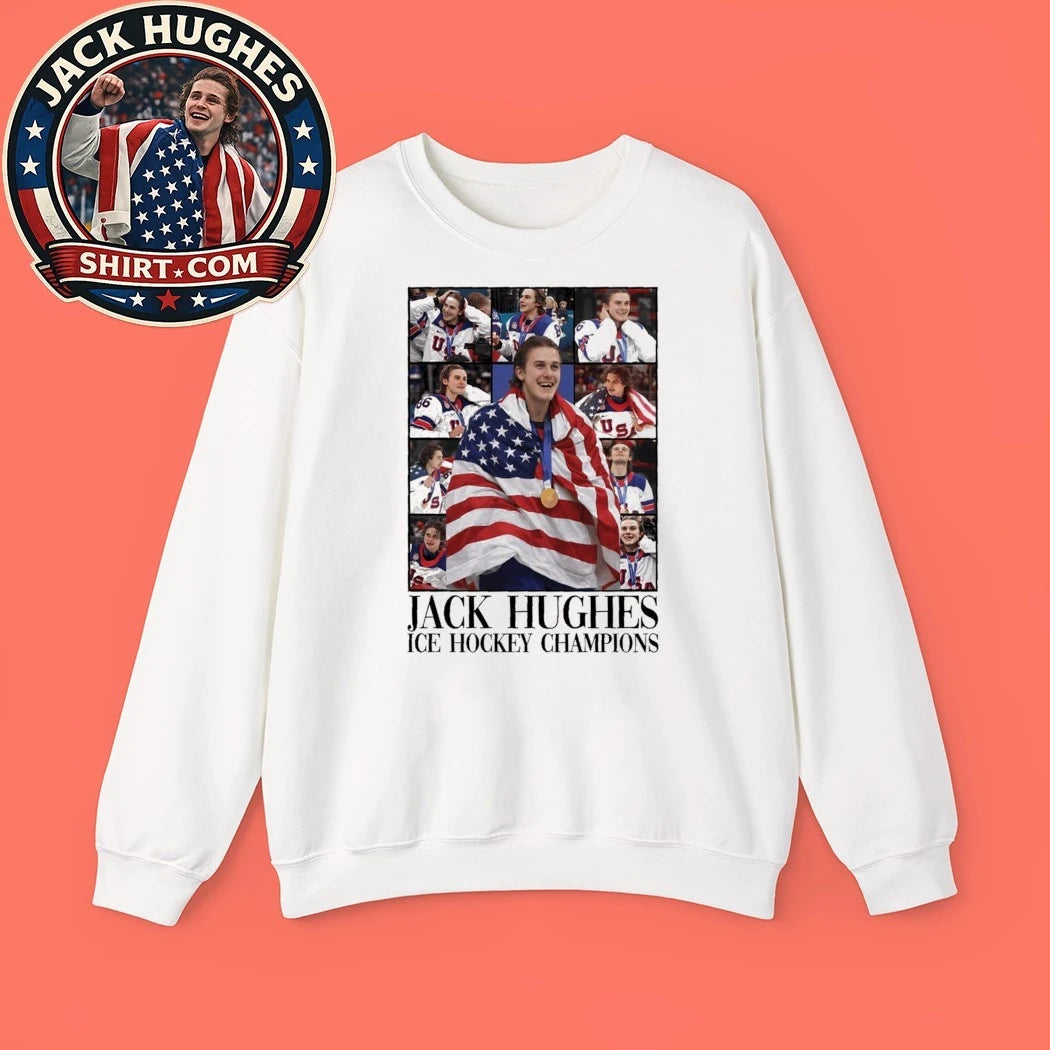 Jack Hughes ICE Hockey Champions USA Gold Medal 2026 Shirt