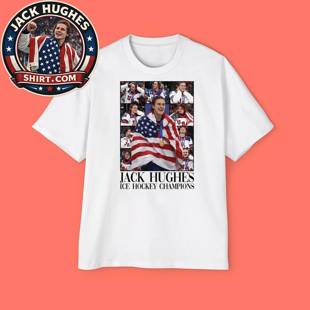 Jack Hughes ICE Hockey Champions USA Gold Medal 2026 Shirt