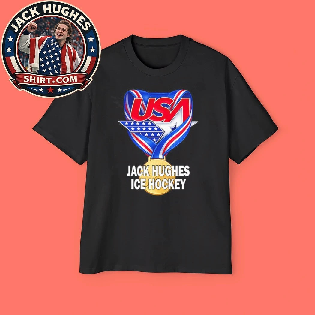 Jack Hughes Ice Hockey Gold Medal Winner Usa Milano Cortina 2026 Fan Tee Shirt