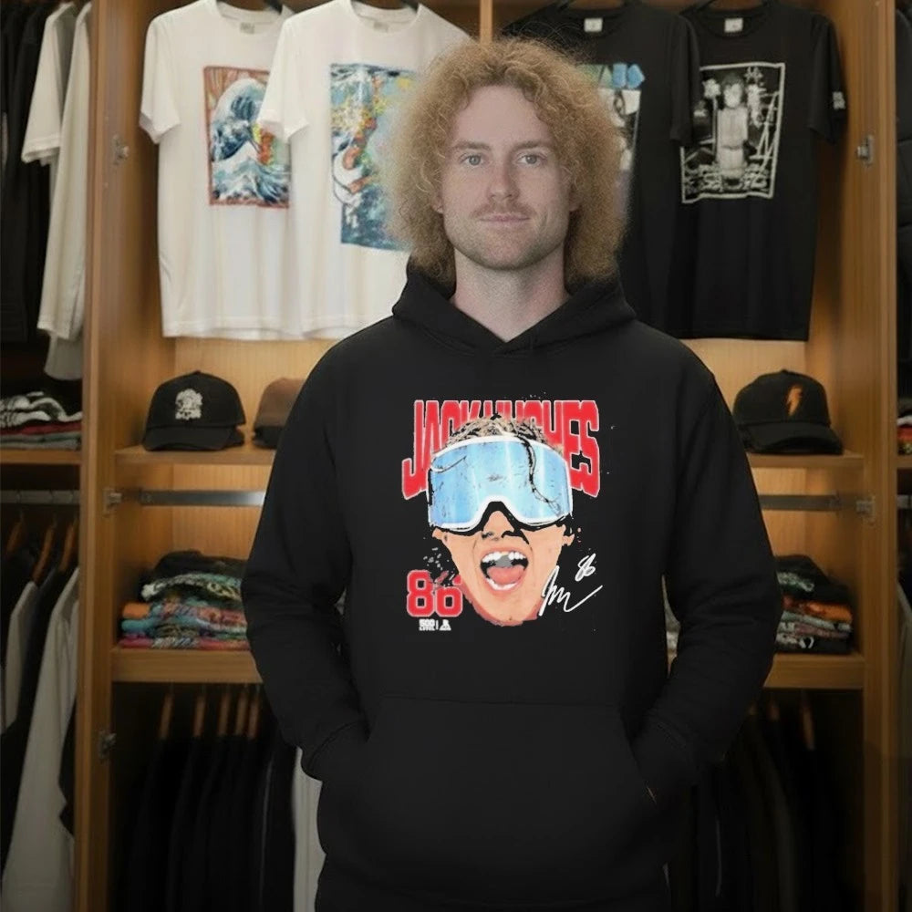Jack Hughes New Jersey Goggles Shirt