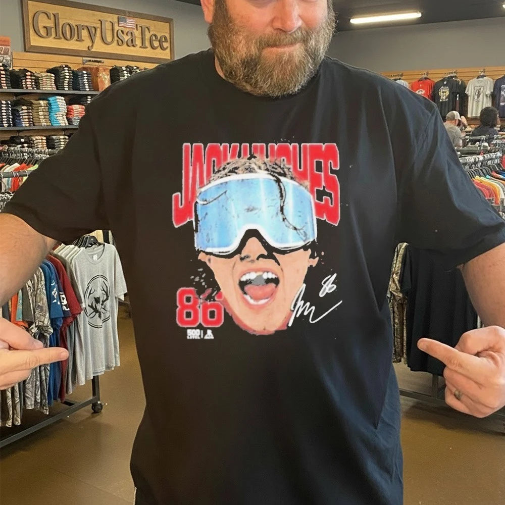 Jack Hughes New Jersey Goggles Shirt