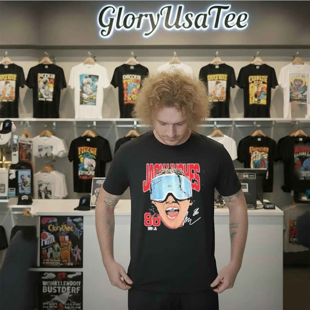 Jack Hughes New Jersey Goggles Shirt