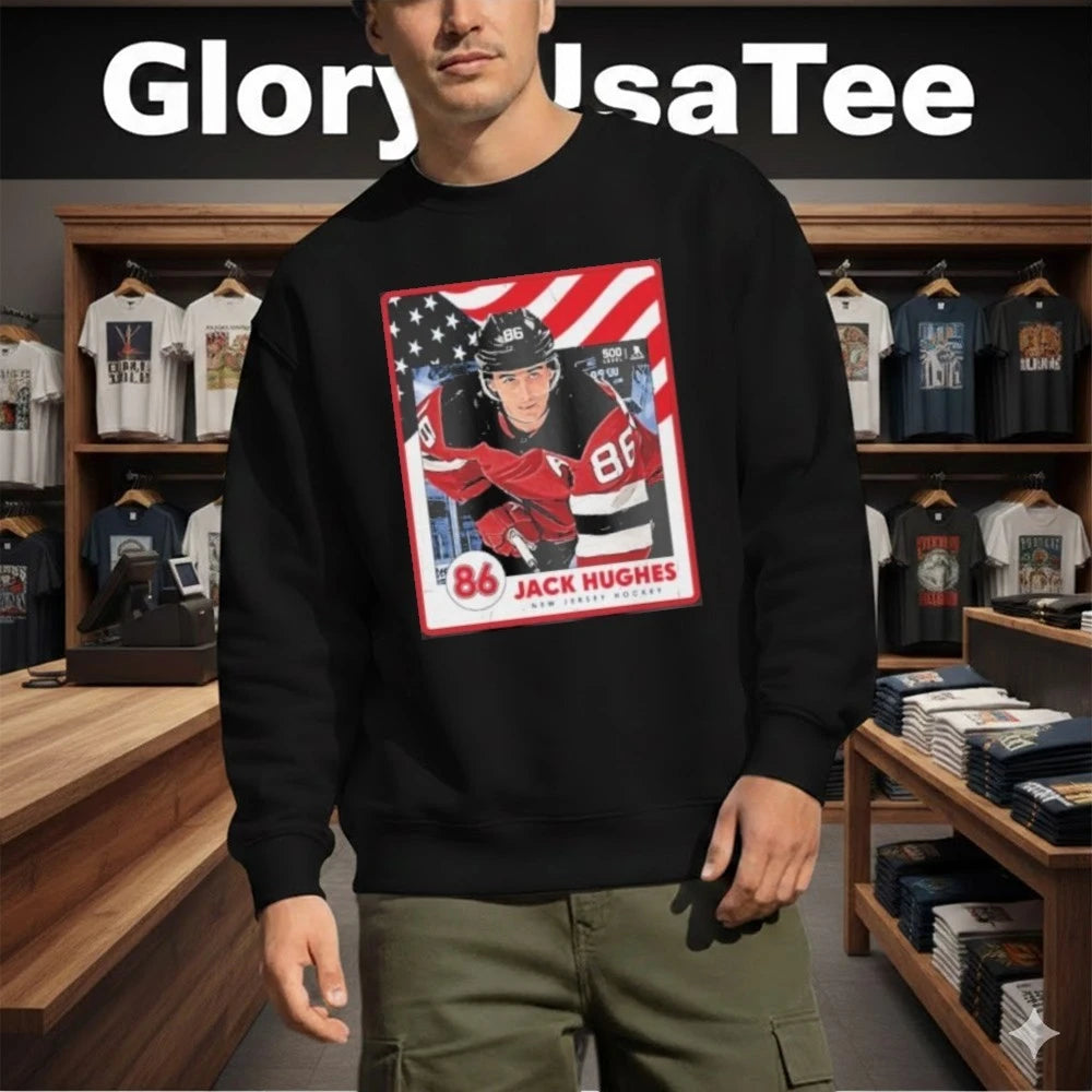 Jack Hughes New Jersey Hockey Usa Card Shirt