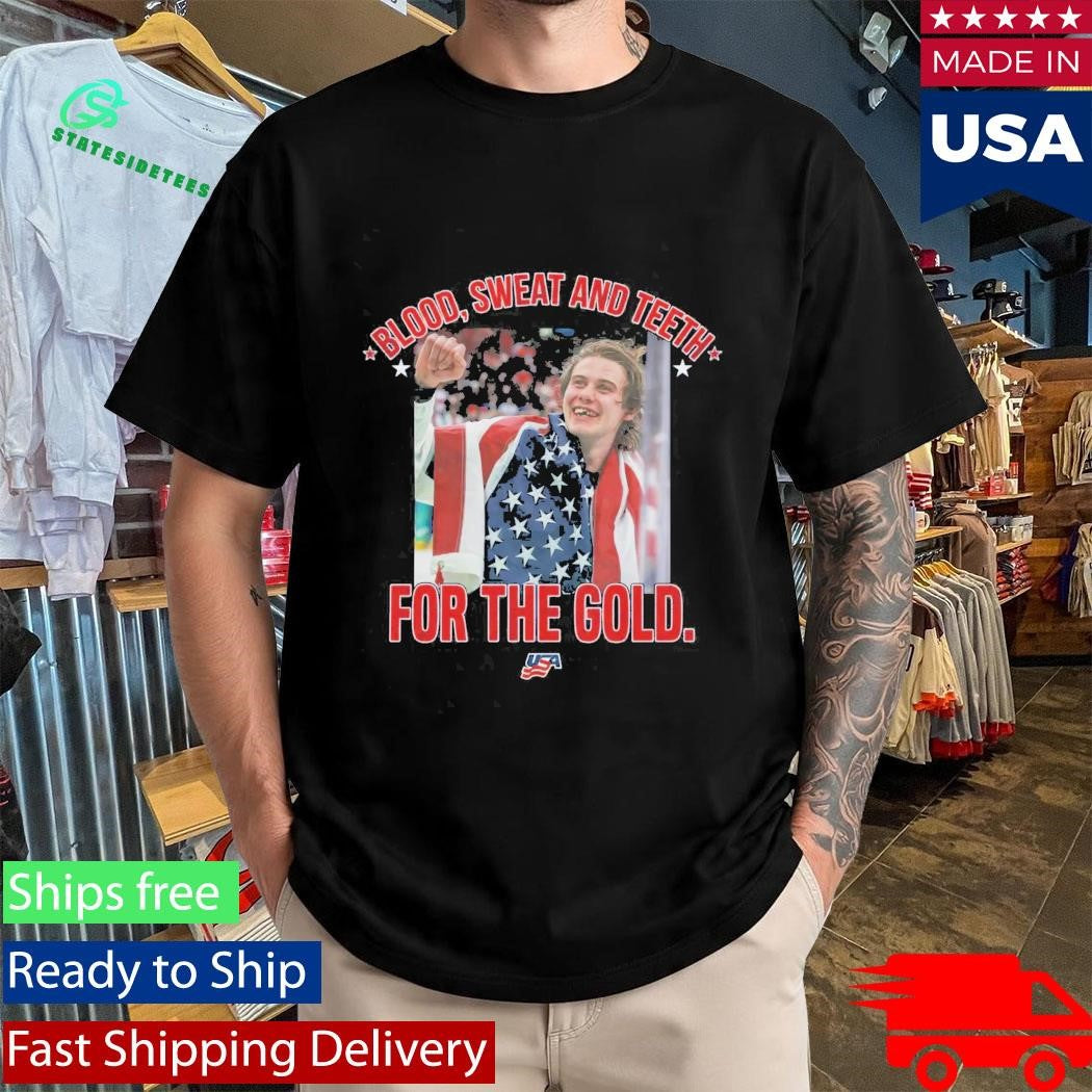 Jack Hughes USA 2026 Hockey Blood Sweat And Teeth Shirt