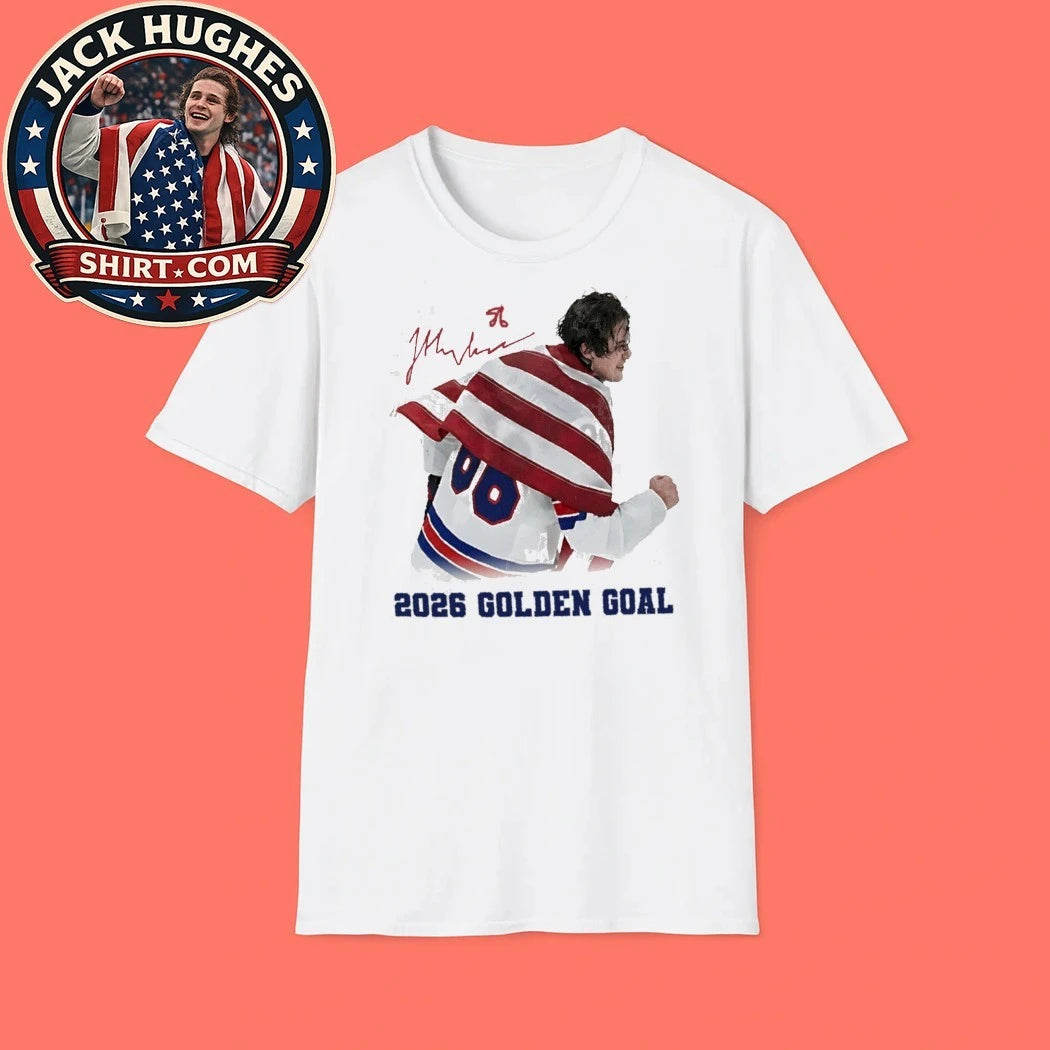 Jack Hughes USA Flag Champion 2026 Golden Goal Winner Winter Game America Ice Hockey Shirt