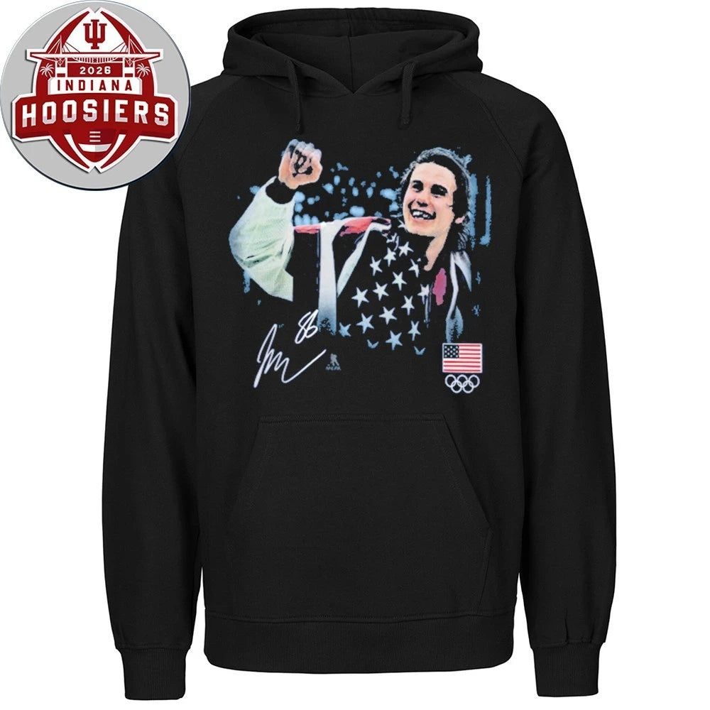 Jack Hughes USA Hockey Fanatics Gold Medal Flag Shirt