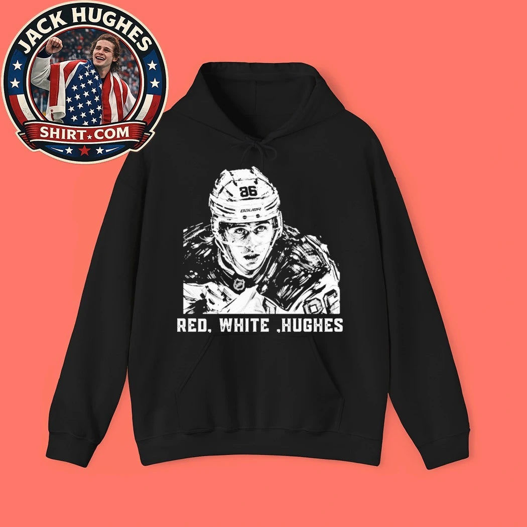 Jack Hughes USA Hockey Golden Goal 2026 Red, White &amp; Hughes Hockey Graphic T-Shirt