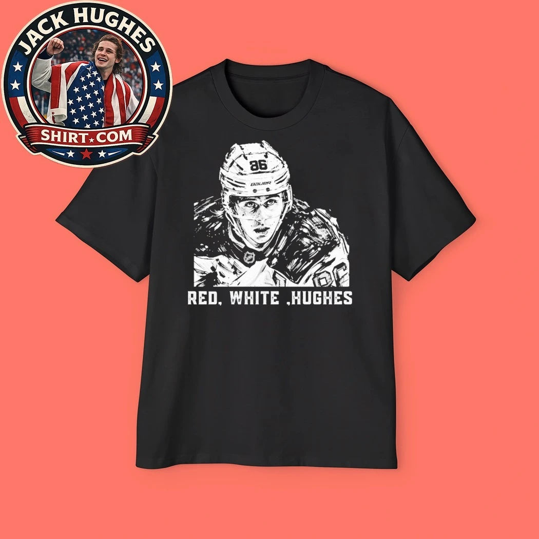 Jack Hughes USA Hockey Golden Goal 2026 Red, White &amp; Hughes Hockey Graphic T-Shirt