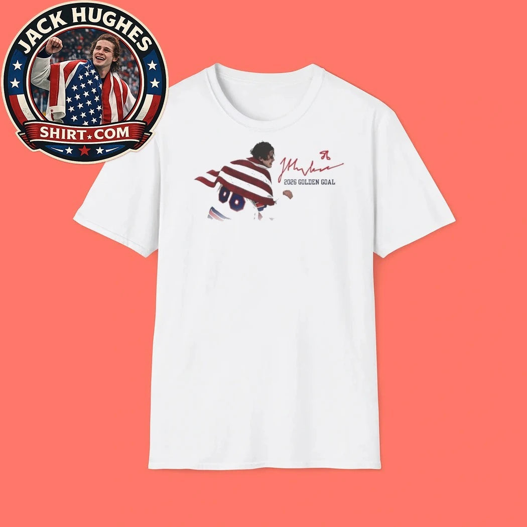 Jack Hughes USA Hockey Golden Goal 2026 Signature Tee Shirt