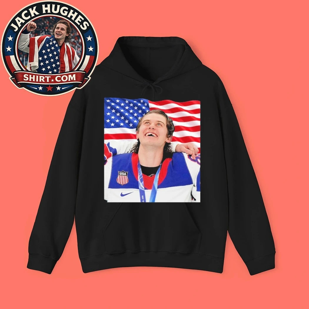 Jack Hughes USA Hockey Hockey American Flag Trending T-Shirt