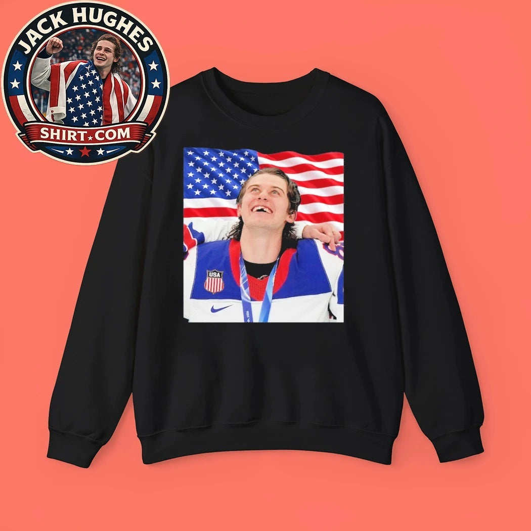 Jack Hughes USA Hockey Hockey American Flag Trending T-Shirt