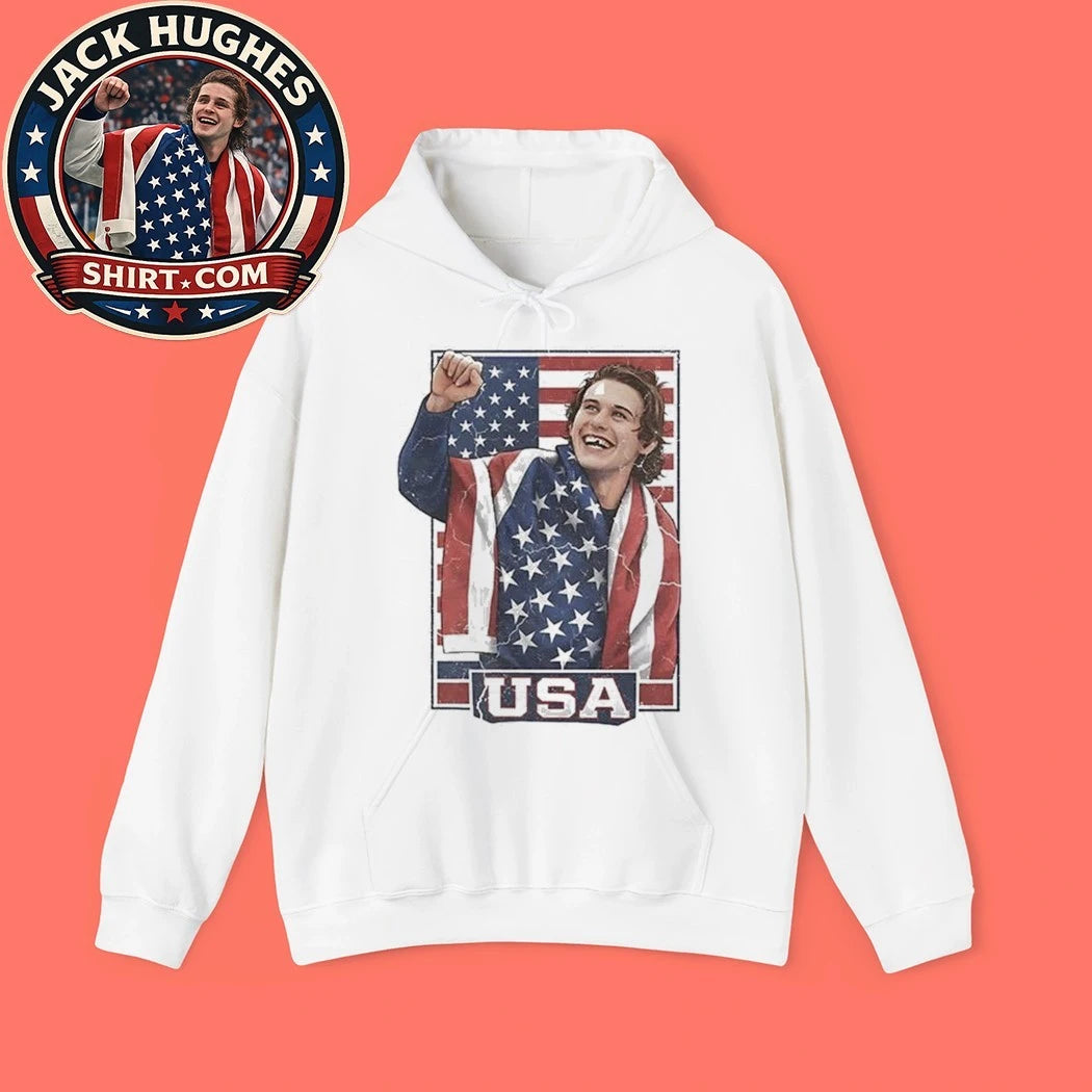 Jack Hughes USA Hockey Patriotic Hockey Fan Shirt