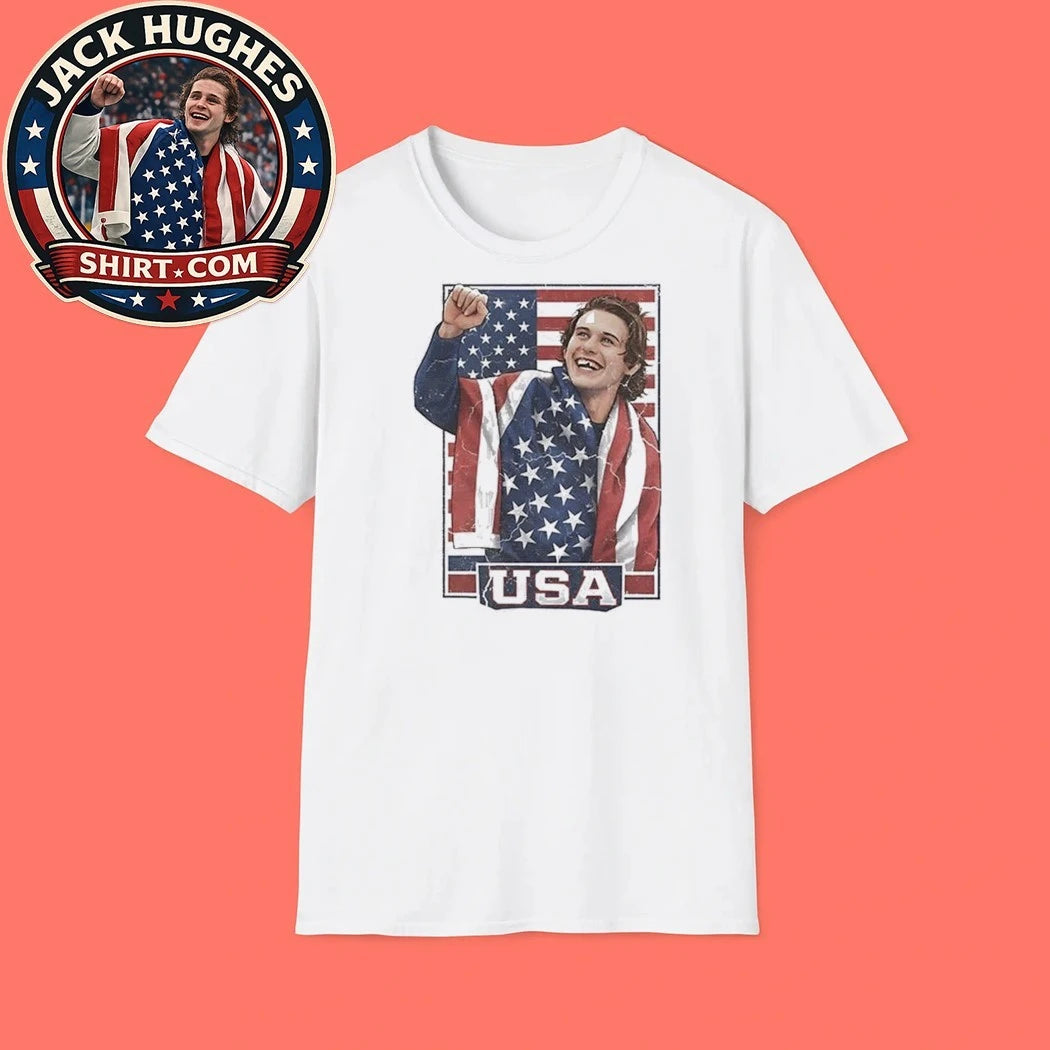 Jack Hughes USA Hockey Patriotic Hockey Fan Shirt