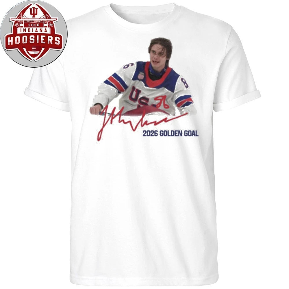 Jack Hughes Usa Gold Hockey Signature 2026 T-Shirt