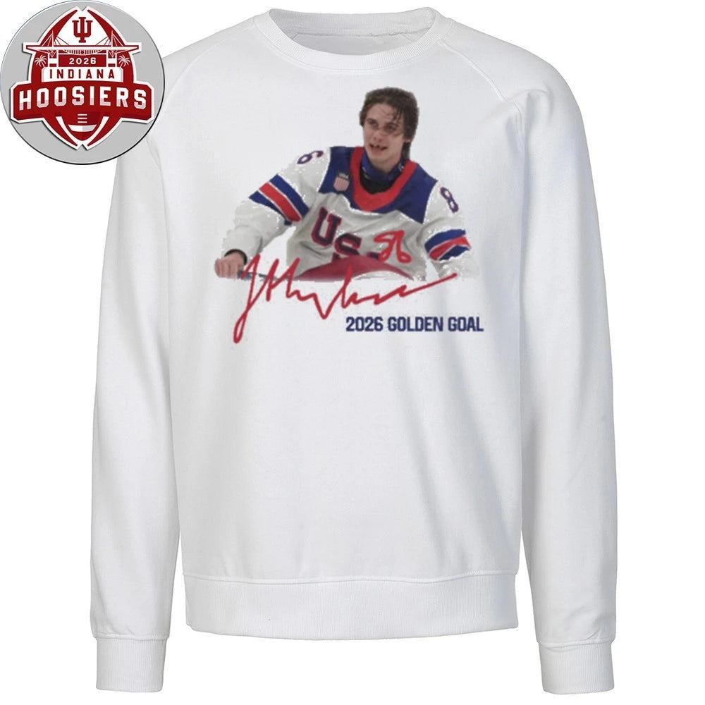 Jack Hughes Usa Gold Hockey Signature 2026 T-Shirt