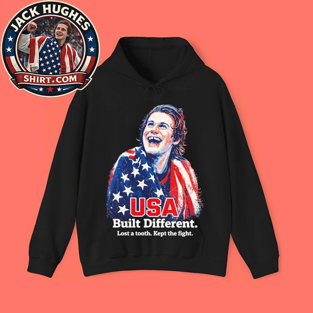Jack Hughes Usa Gold USA Hockey Built Different Lost A Tooth Kept The Fight Tee Shirt