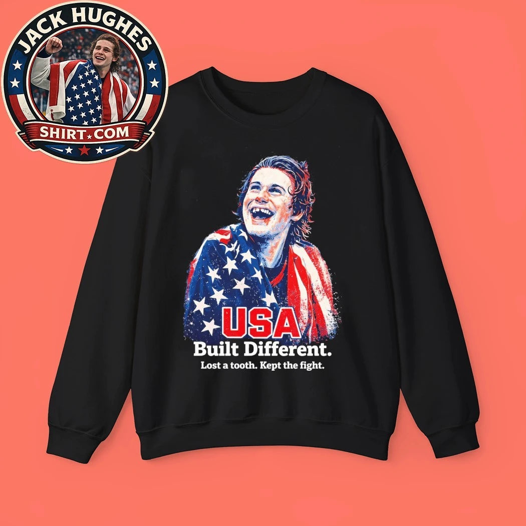 Jack Hughes Usa Gold USA Hockey Built Different Lost A Tooth Kept The Fight Tee Shirt