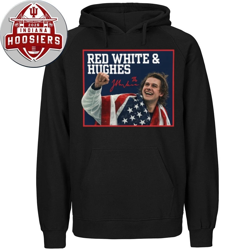 Jack Hughes-Usa Hockey Champions Red White &amp; Hughes Signature T-Shirt