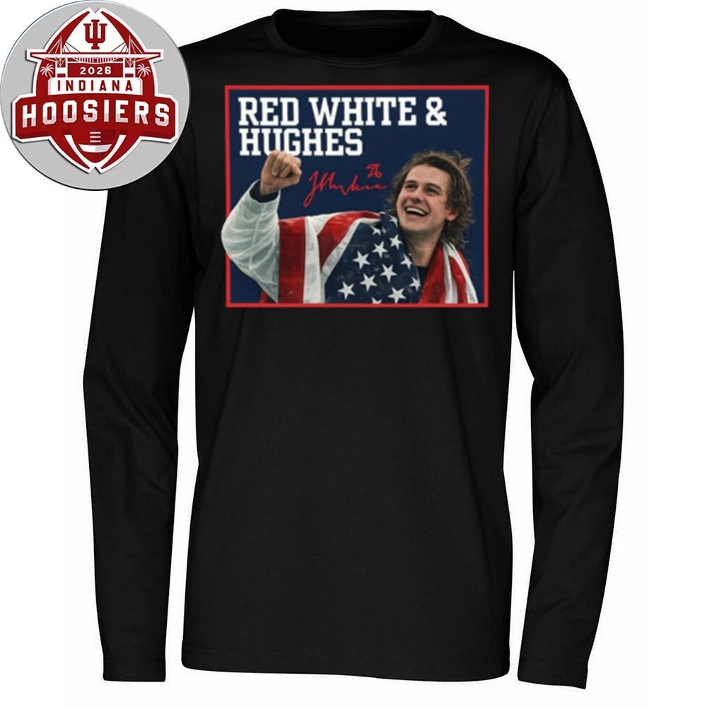 Jack Hughes-Usa Hockey Champions Red White &amp; Hughes Signature T-Shirt