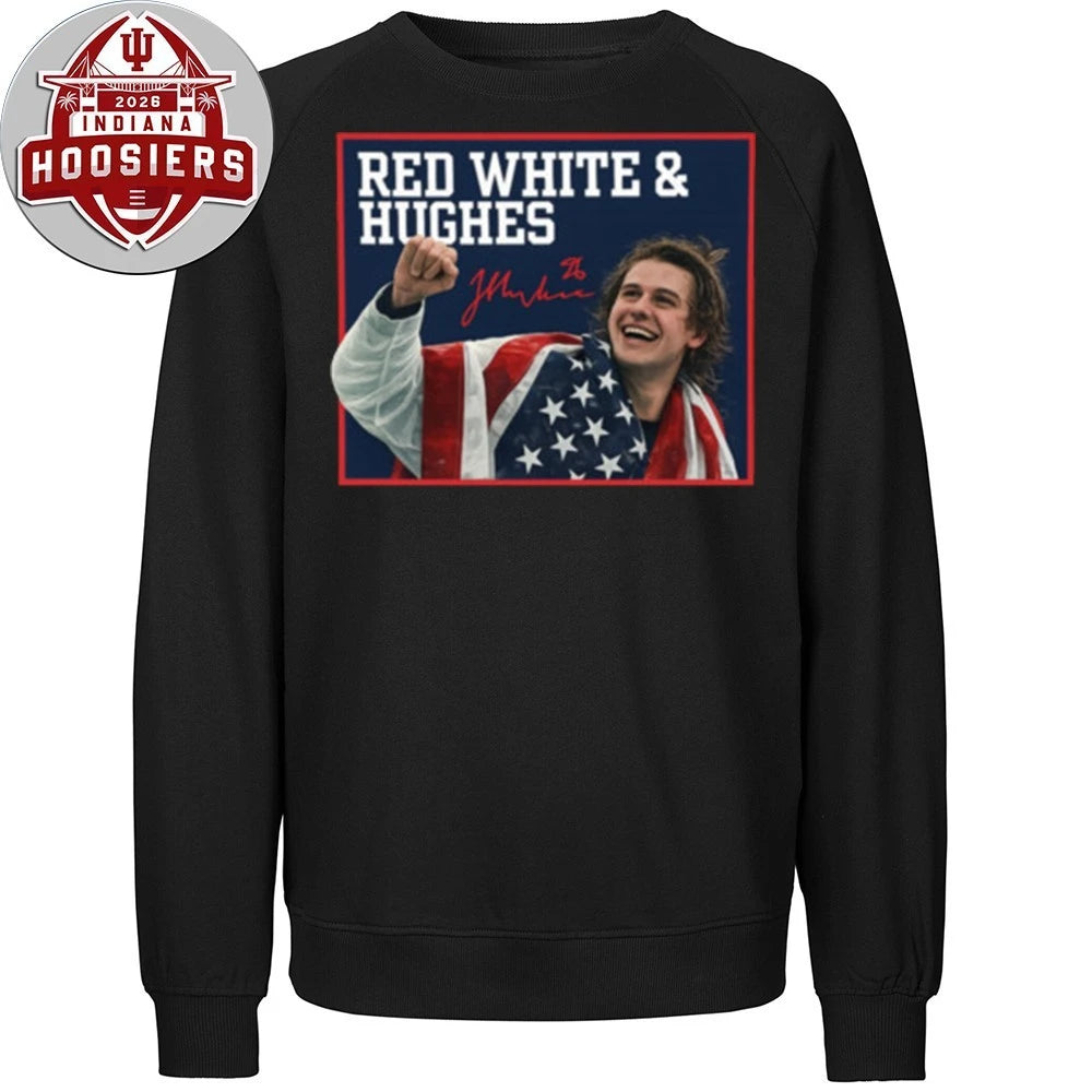 Jack Hughes-Usa Hockey Champions Red White &amp; Hughes Signature T-Shirt