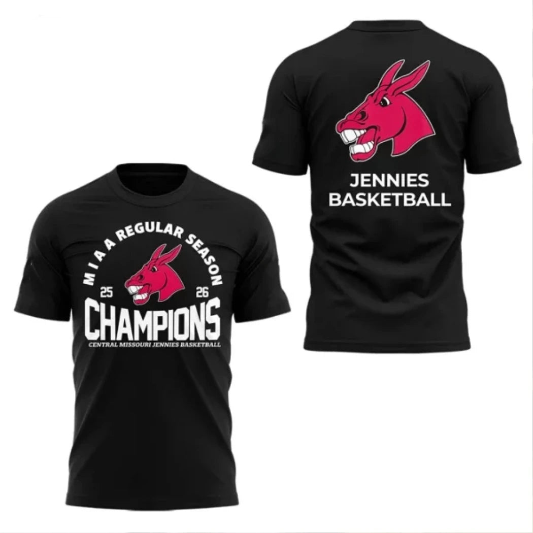 Jennies Basketball Miaa Regular Season Champions 2026 Logo Two Sided T-Shirt