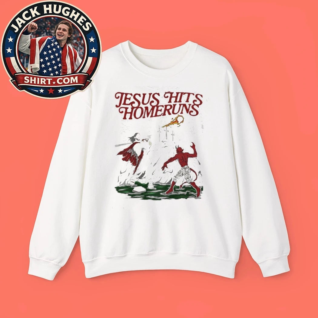 Jesus Hits Homeruns Vs Devil Biblical Baseball Shirt