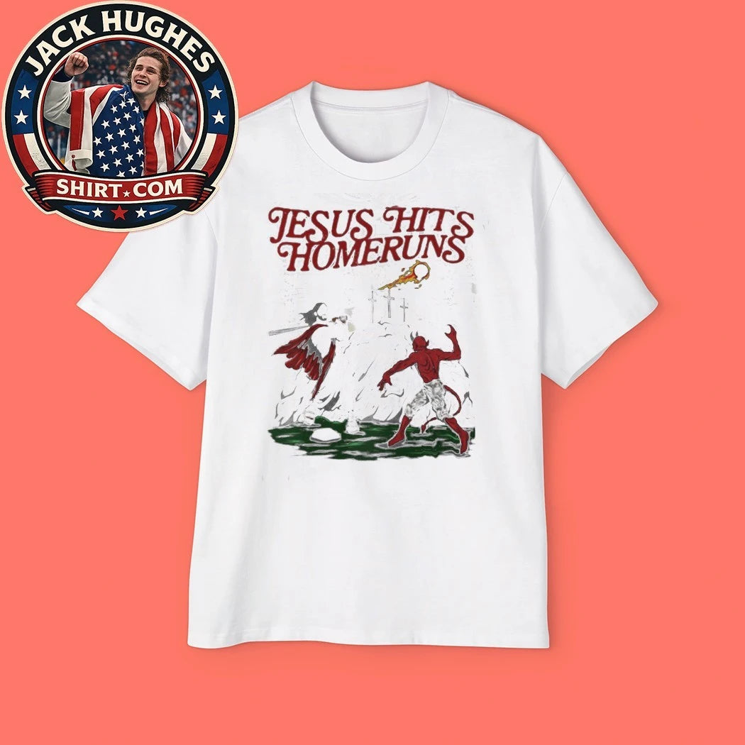 Jesus Hits Homeruns Vs Devil Biblical Baseball Shirt