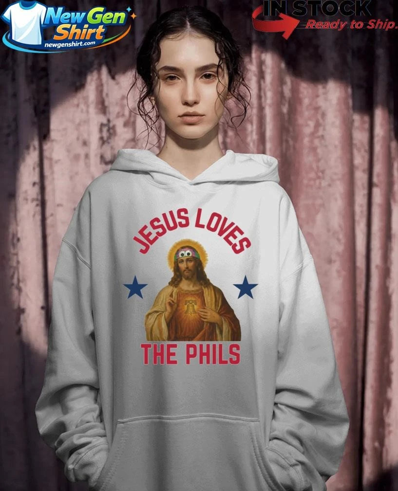 Jesus Loves The Phils Philadelphia Phillies Heart Bell Shirt