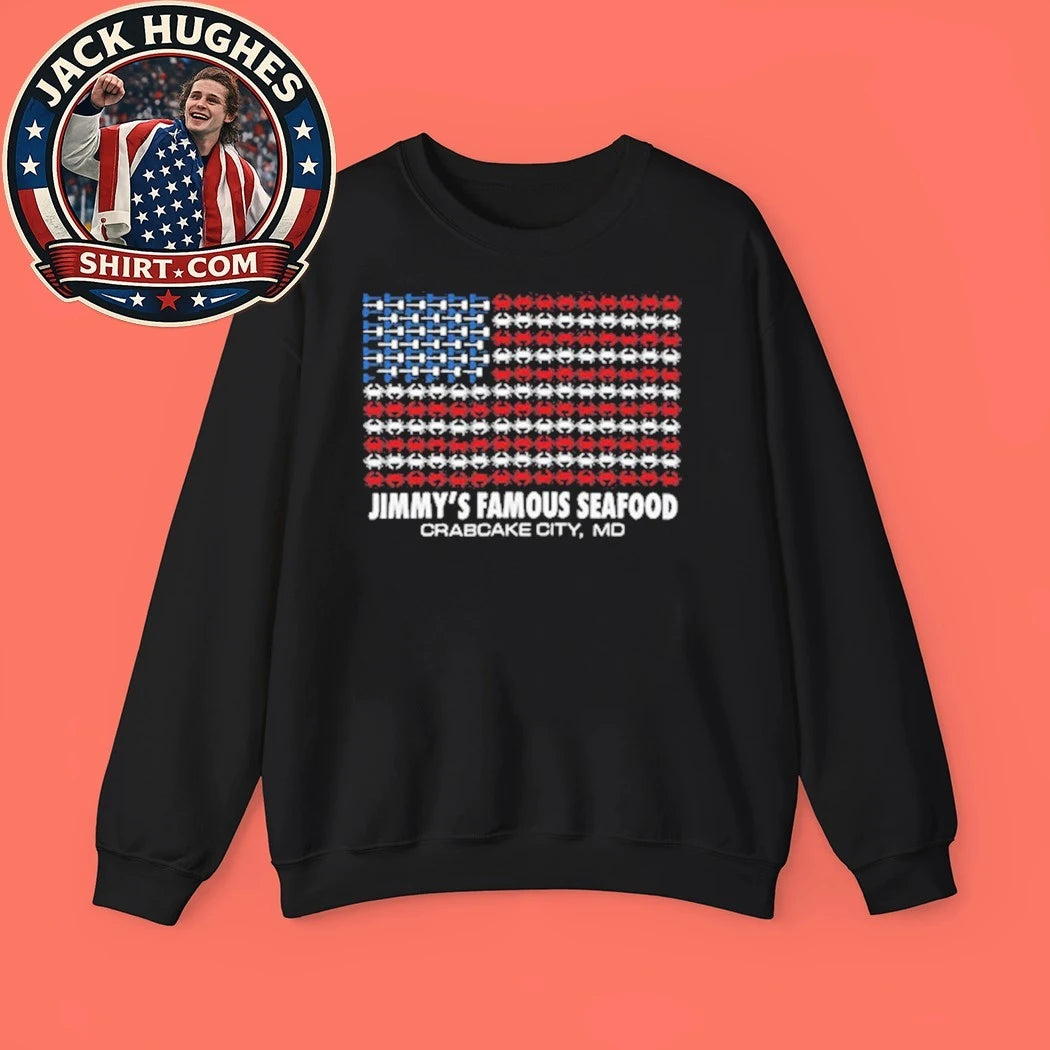 Jimmy’s Famous Seafood Crab Flag Baltimore Blue Crab Patriotic 2026 Shirt