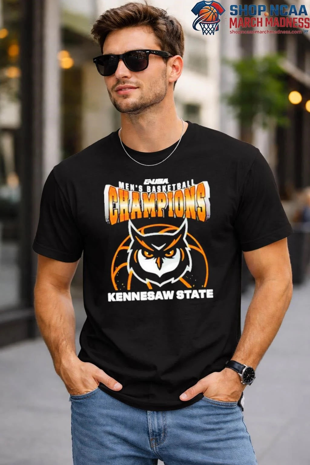 Kennesaw State Owls Champions C USA 2026 Mascot T Shirt  Men’s Basketball Tournament Shirt