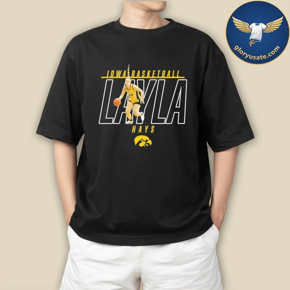 Layla Hays Black Illustrated Iowa Basketball Shirt