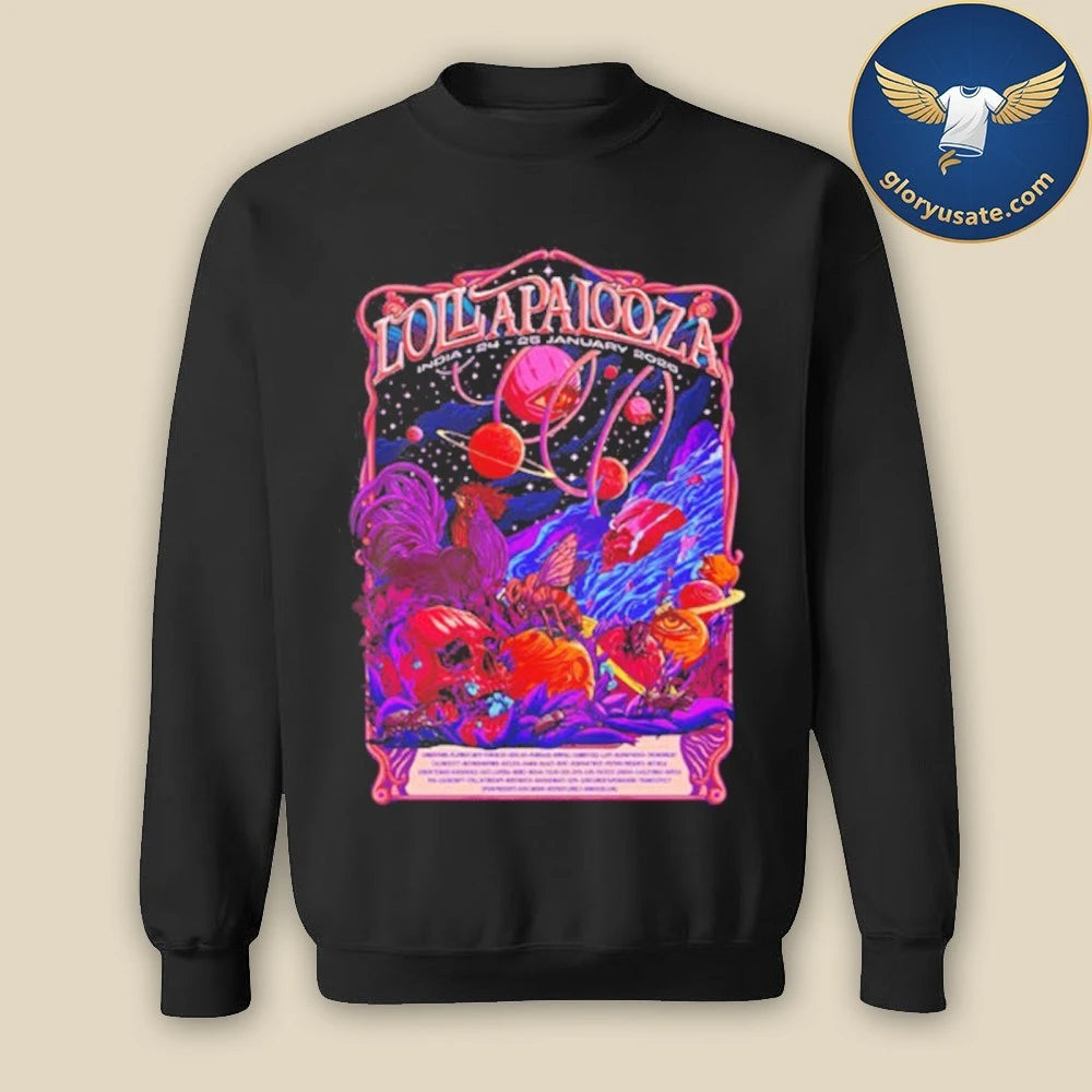 Lollapalooza India 2026 Show January 24 25 2026 New Poster Collab Perry Farrell x Aaquib Wani Poster Shirt